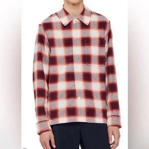 Sandro Check Pattern Button-Up Shirt in Red and White NWT